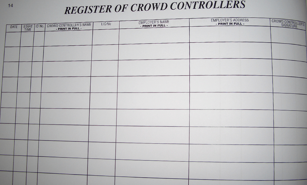Register of Crowd Controllers and Incidents - National Security ...